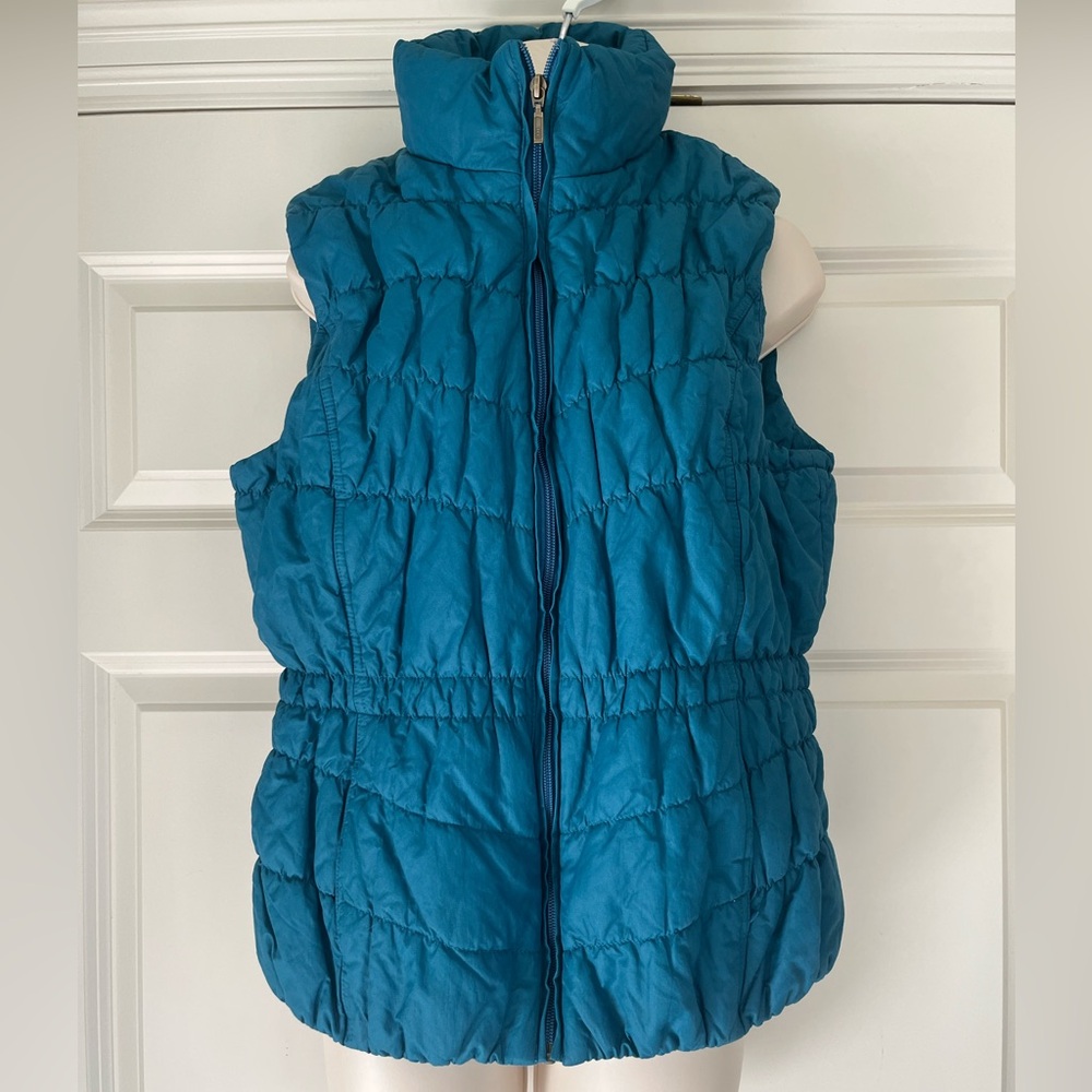 Coldwater Creek Turquoise Quilted Puffer Vest Size Large (14)